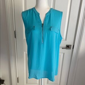 JM Collection Aqua Sleeveless Blouse